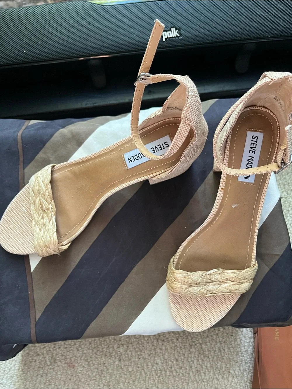 Steve Madden Blush Pink Braided Espadrille Ankle-Strap Wedges